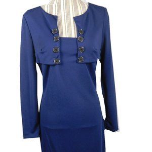 Office Solid Decorative Button Bodycon Dress